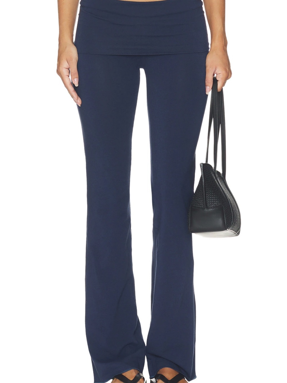 SKIMS Cotton Jersey Foldover Pant in Navy